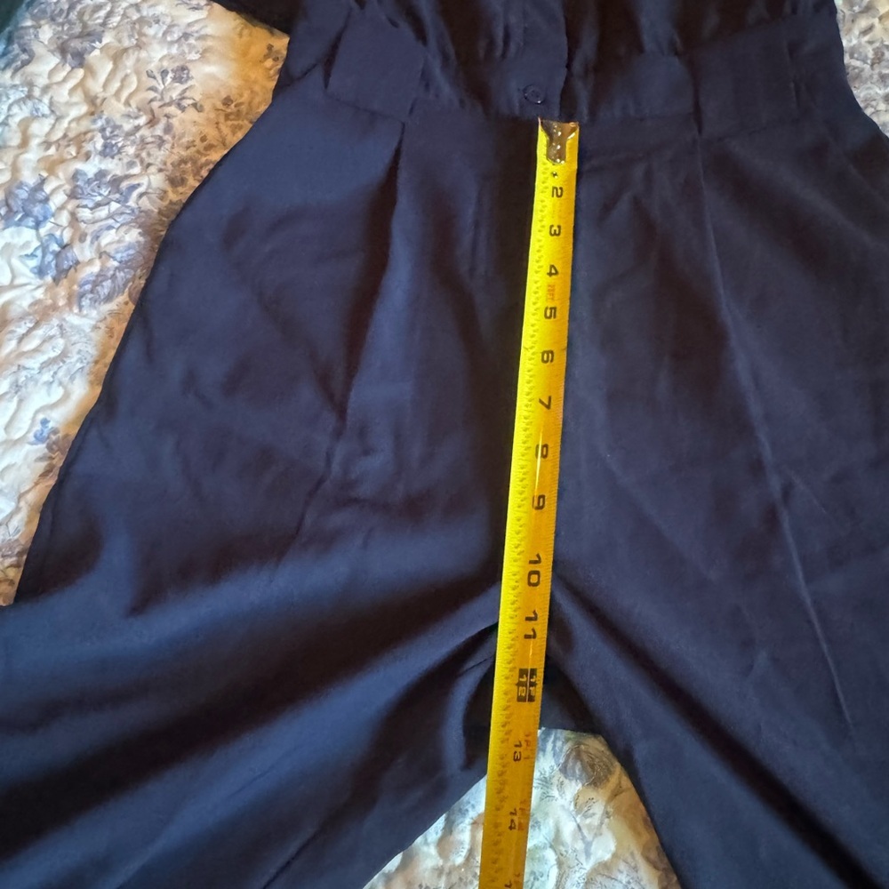 Classic navy Jumpsuit with belt and pockets - Picture 7 of 8